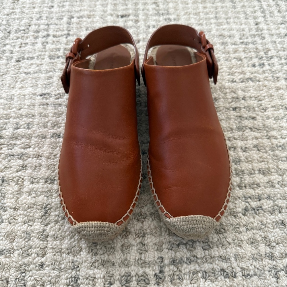 CELINE Tan Leather Espadrilles with leather strap/buckle, Women Size 38